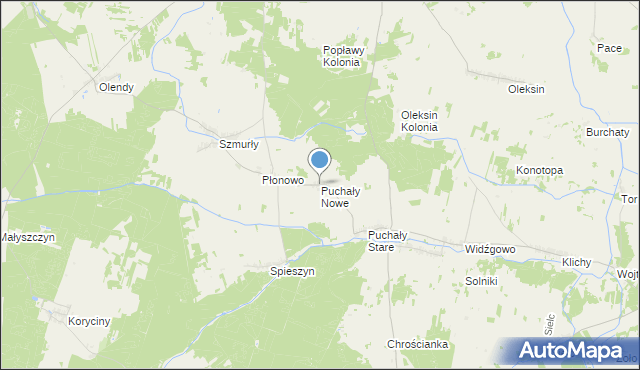 mapa Puchały Nowe, Puchały Nowe na mapie Targeo